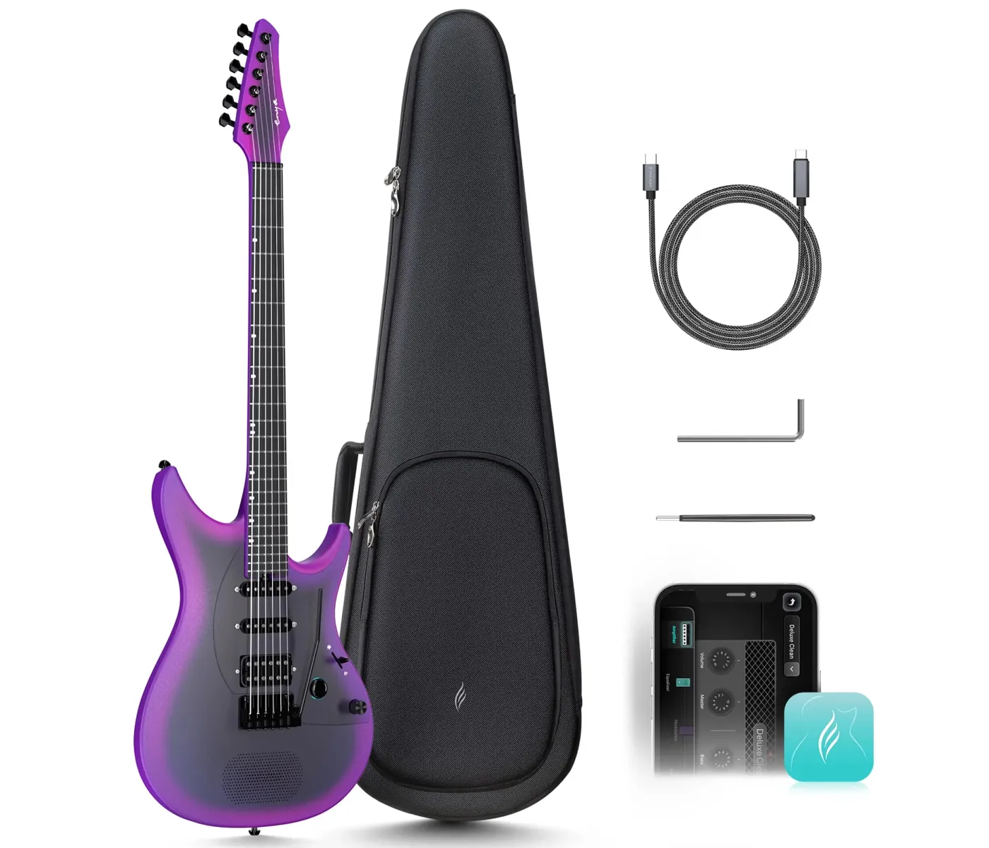 Enya Inspire RoyalPP Smart Electric Guitar - Royal Purple