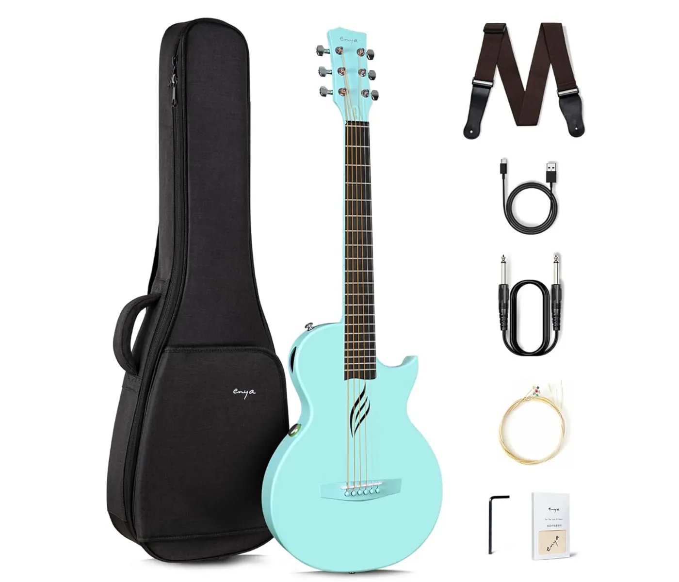 Enya Nova Go Sp1 Carbon Fiber Electric Acoustic Travel Guitar - Blue