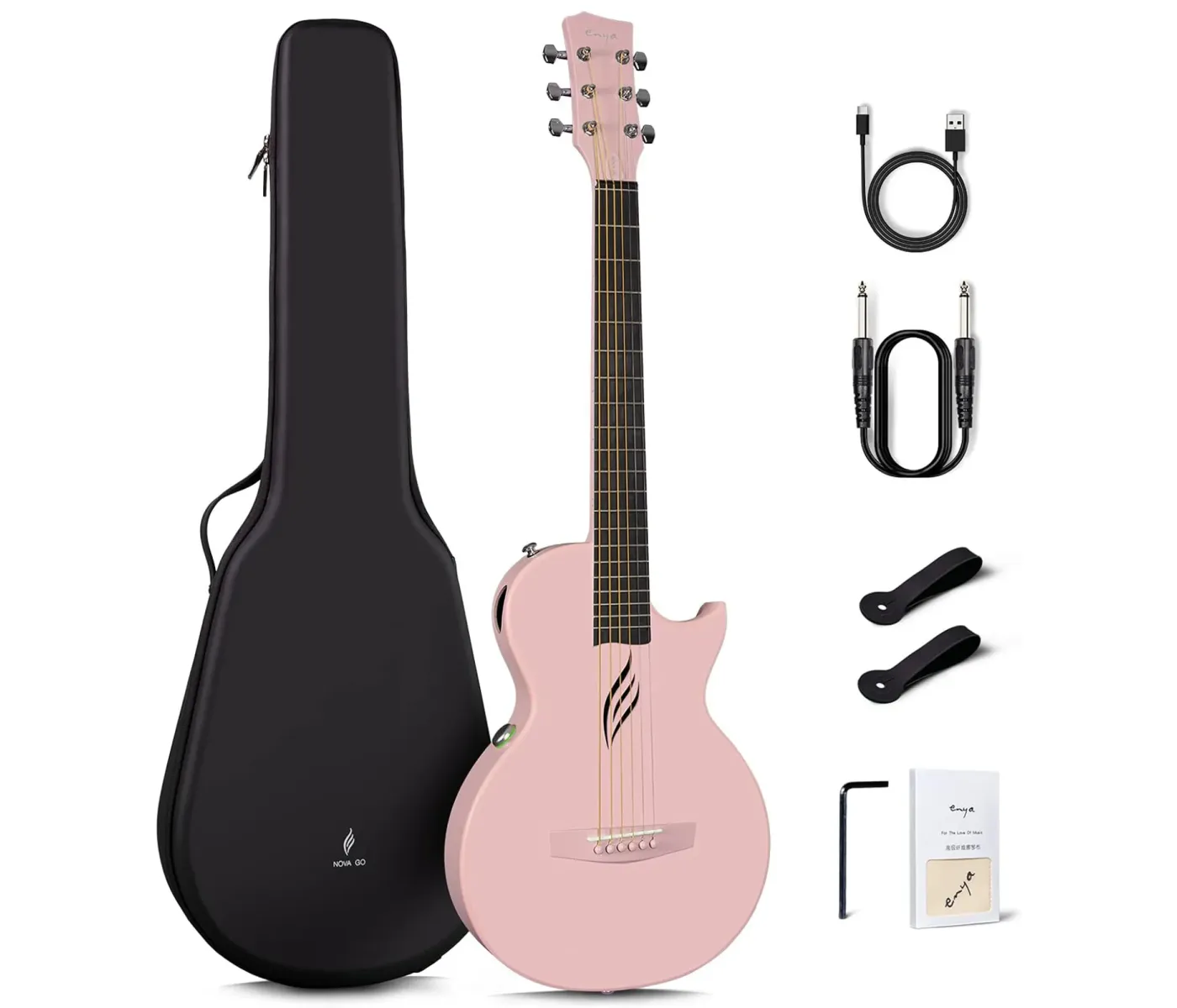 Enya Nova Go SP1 Carbon Fiber Acoustic Electric Guitar – Pink Enya Nova Go SP1 Carbon Fiber Acoustic Electric Guitar – Pink