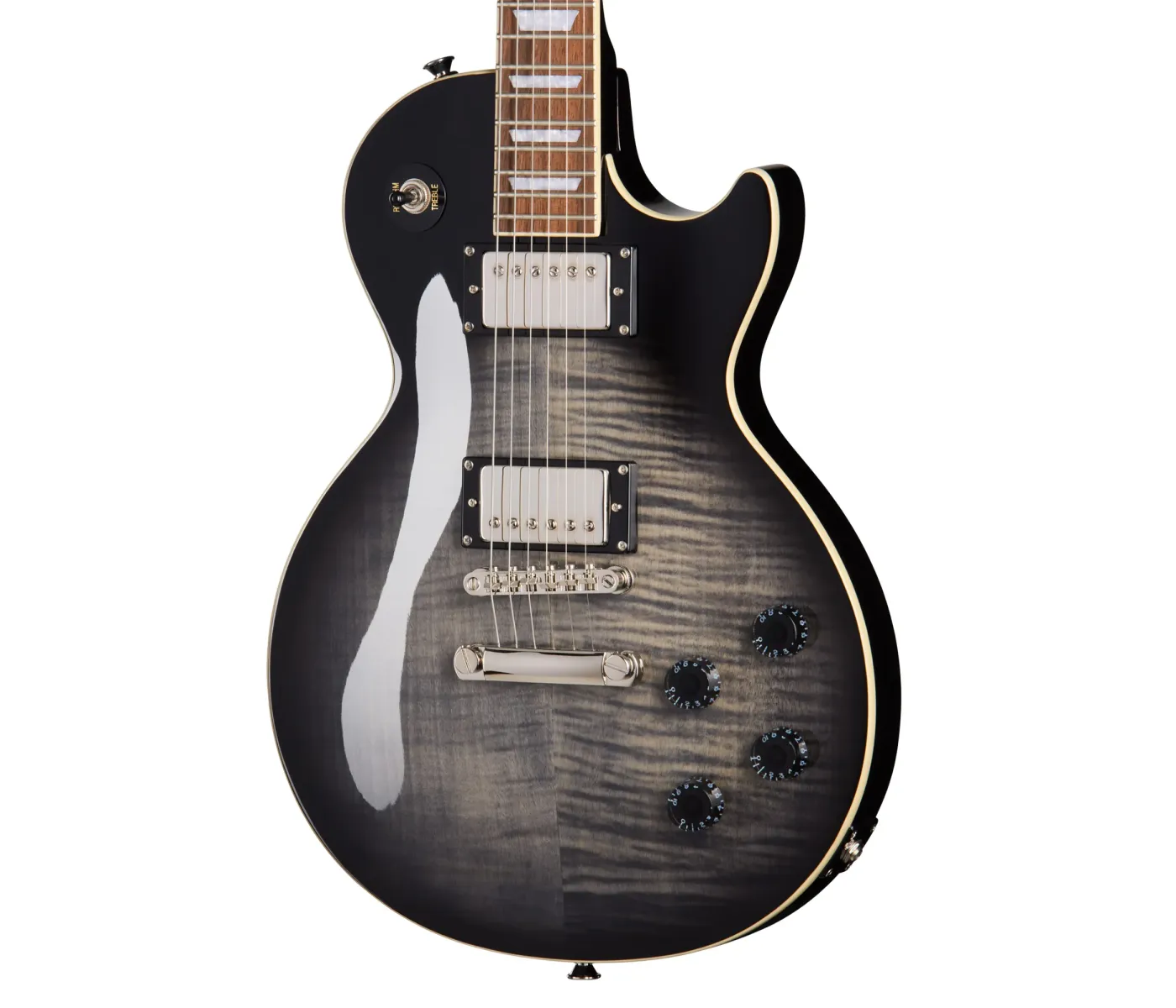 Epiphone E1LPTPEBBNH1 Les Paul Tribute Plus Electric Guitar - Transparent Ebony Burst