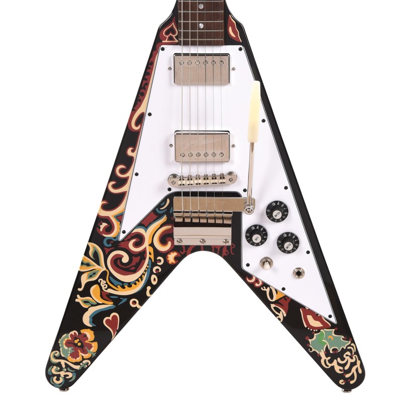 Epiphone ECJHFVEBNH3 Artist Jimi Hendrix "Love Drops" Flying V Electric Guitar - Ebony