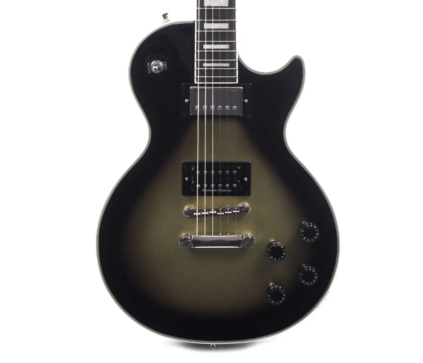Epiphone EILPCAJV3ASBNH3 Artist Adam Jones Les Paul Custom Art Collection Electric Guitar Julie Heffernan's "Not Dead Yet," - Antique Silverburst