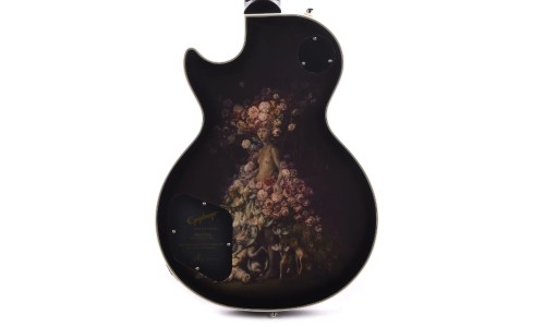 Epiphone EILPCAJV3ASBNH3 Artist Adam Jones Les Paul Custom Art Collection Electric Guitar Julie Heffernan's "Not Dead Yet," - Antique Silverburst