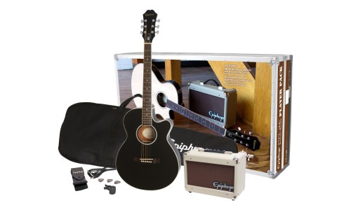 Epiphone PPGR-EEP4EBCH3 PR-4E Player Pack Acoustic-Electric Guitar - Ebony