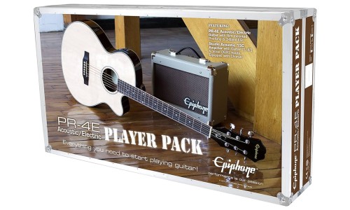 Epiphone PPGR-EEP4EBCH3 PR-4E Player Pack Acoustic-Electric Guitar - Ebony