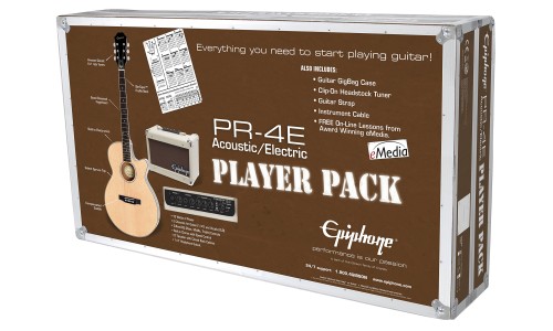 Epiphone PPGR-EEP4EBCH3 PR-4E Player Pack Acoustic-Electric Guitar - Ebony