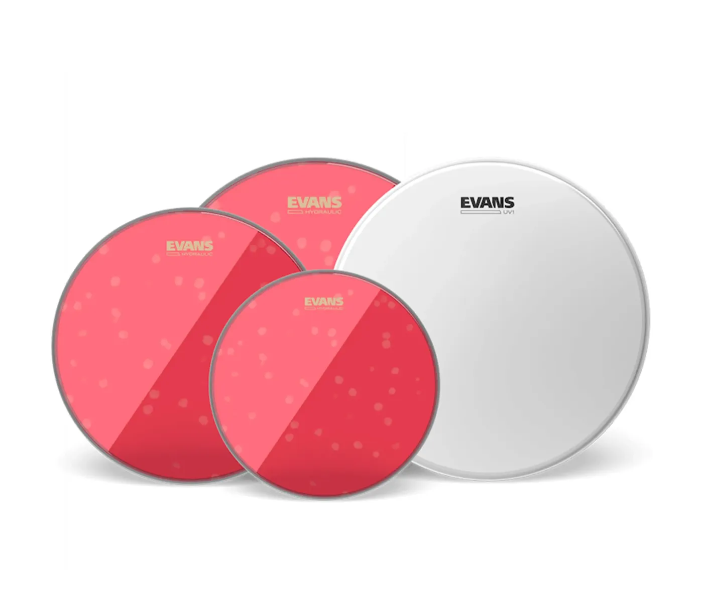 Evans Hydraulic Red 4-piece Tom Pack - (10",12,"14") with Free 14 inch UV1 Coated Batter