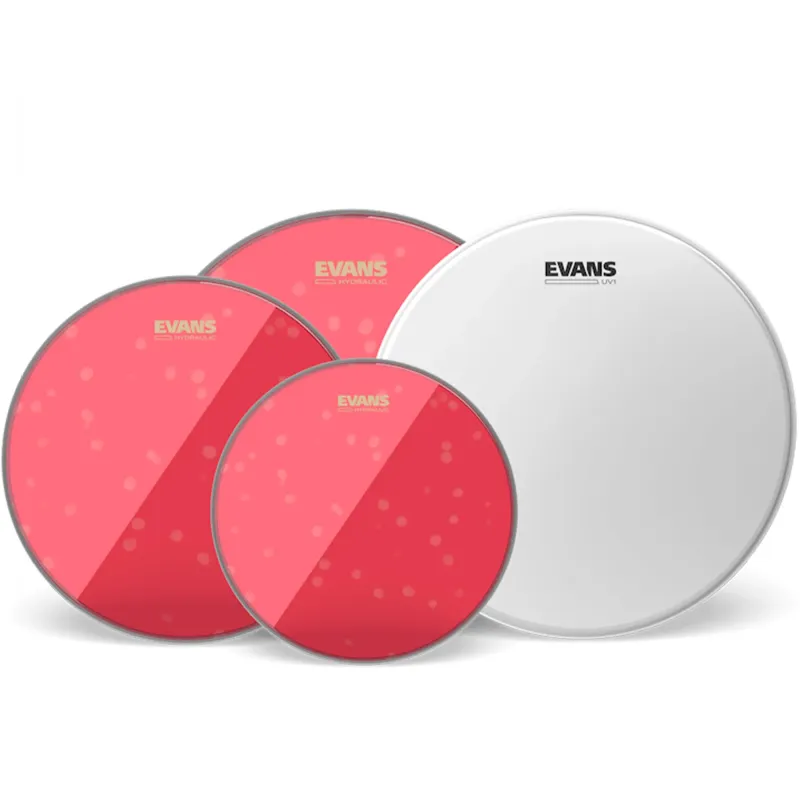 Evans Hydraulic Red 4-piece Tom Pack - (10",12,"14") with Free 14 inch UV1 Coated Batter Evans Hydraulic Red 4-piece Tom Pack - (10",12,"14") with Free 14 inch UV1 Coated Batter