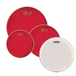 Evans Hydraulic Red 4-piece Tom Pack - (10",12,"14") with Free 14 inch UV1 Coated Batter