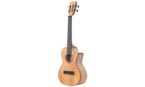 Kala Solid Flame Maple Series - Concert Ukulele - Cutaway - Natural Maple -Included Bag