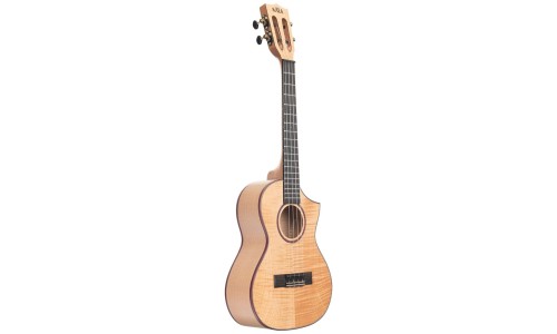 Kala Solid Flame Maple Series - Concert Ukulele - Cutaway - Natural Maple -Included Bag