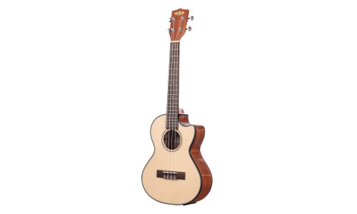 Kala Solid Spruce Top - Mahogany Series Tenor Ukulele - With Equalizer - Cutaway - Included Bag