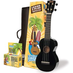 Mahalo MR1BKK Learn To Play Soprano Ukulele Pack M1 Rainbow "R" Series - Black