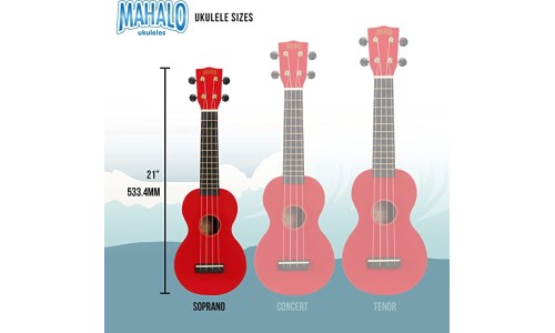 Mahalo MR1RDK Learn To Play Soprano Ukulele Pack M1 Rainbow "R" Series - Red