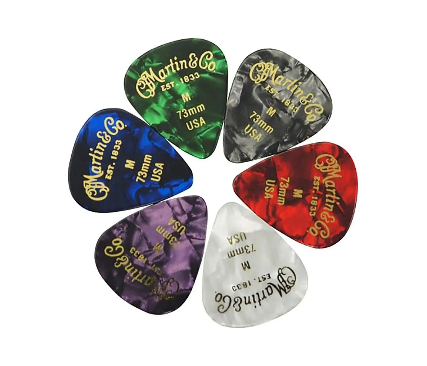 Martin Multi-Color Pearloid Guitar Pick Pack - 6pcs Martin Multi-Color Pearloid Guitar Pick Pack - 6pcs