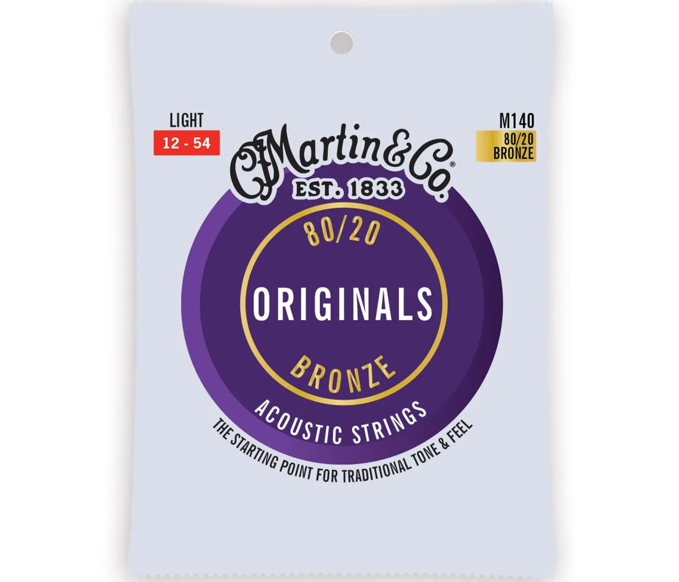 Martin Strings M140 The Original Acoustic Guitar Set 80/20 Bronze Light - 012-.054 Martin Strings M140 The Original Acoustic Guitar Set 80/20 Bronze Light - 012-.054
