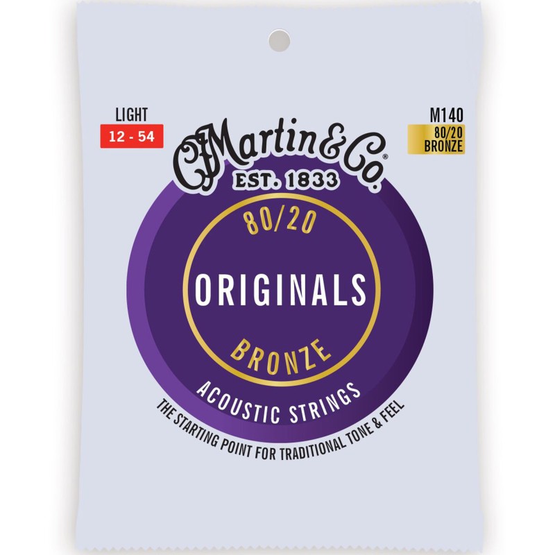 Martin Strings M140 The Original Acoustic Guitar Set 80/20 Bronze Light - 012-.054