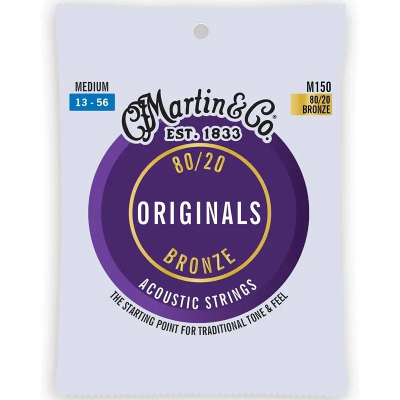 Martin Strings M150 The Original Acoustic Guitar Set 80/20 Medium - 013-.056 Martin Strings M150 The Original Acoustic Guitar Set 80/20 Medium - 013-.056