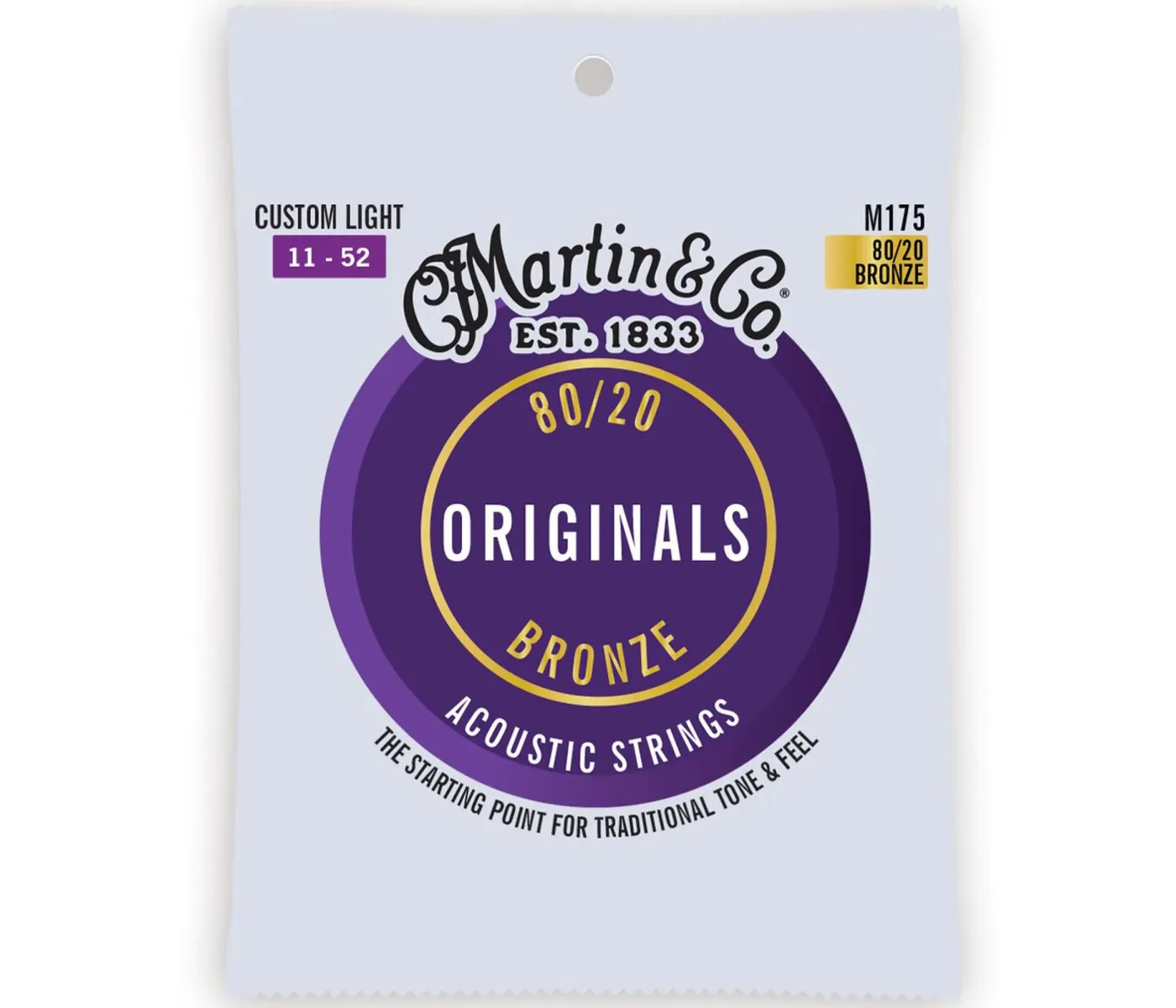 Martin Strings M175 Original 80-20 Bronze Acoustic Guitar Custom Light - .011-.052 Martin Strings M175 Original 80-20 Bronze Acoustic Guitar Custom Light - .011-.052