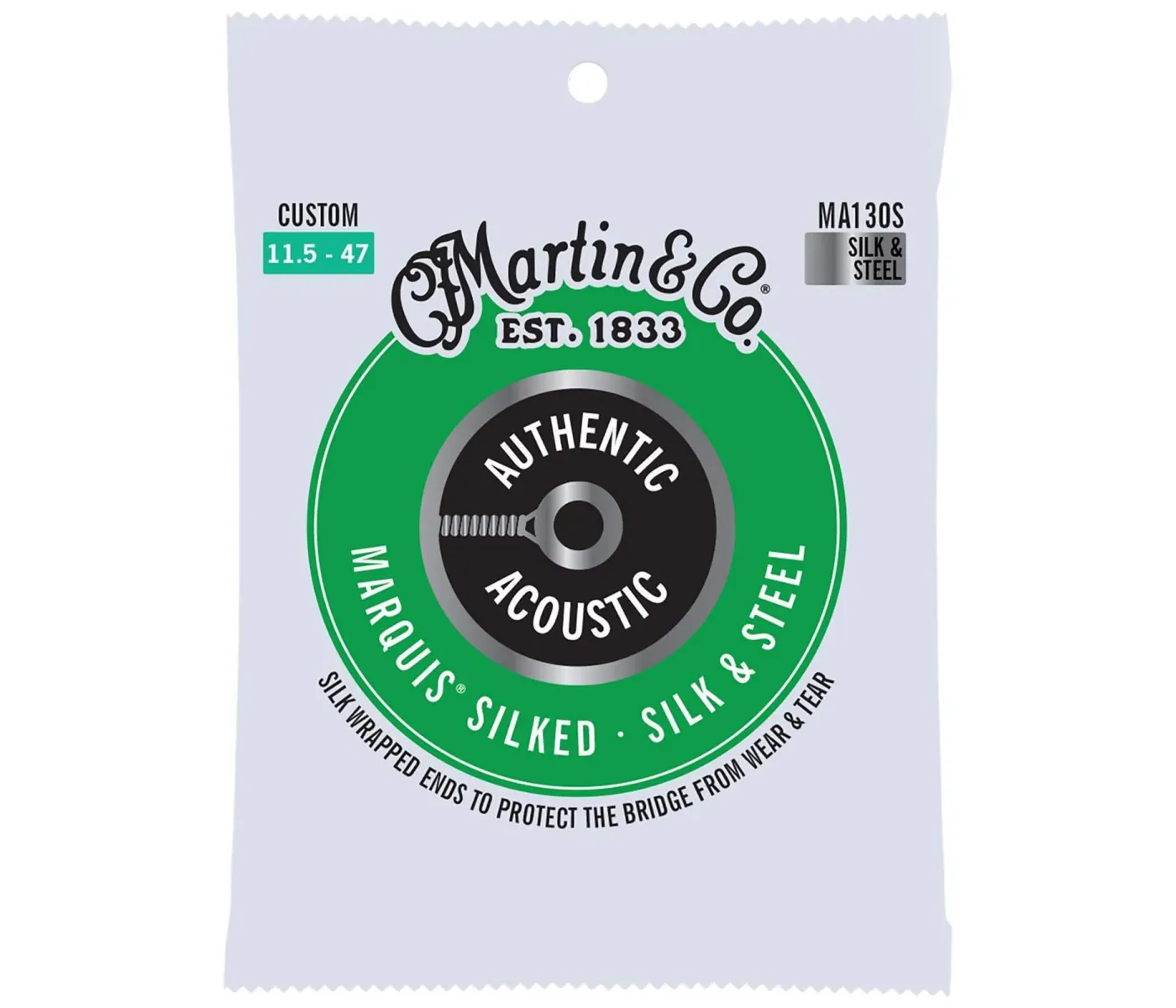 Martin MA130S Authentic Acoustic Guitar Marquis Silked Silk and Steel - Extra Light .011.5 -.047