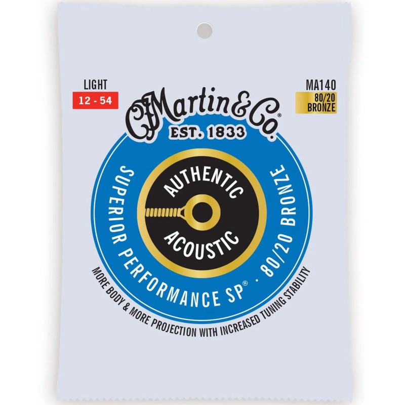 Martin Strings MA140 Authentic Acoustic Guitar Set SP 80/20 Bronze Light - 0.12 - 0.54