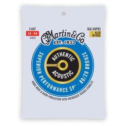 Martin Strings MA140PK3 3-Pack Authentic Acoustic Guitar SP 80/20 Bronze Light - 0.12 - 0.54