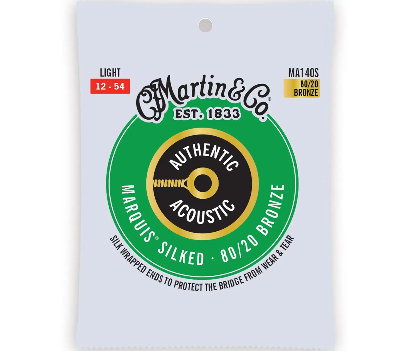 Martin Strings MA140S Authentic Acoustic Guitar Set Marquis Silked 80/20 Bronze Light - 0.12 - 0.54