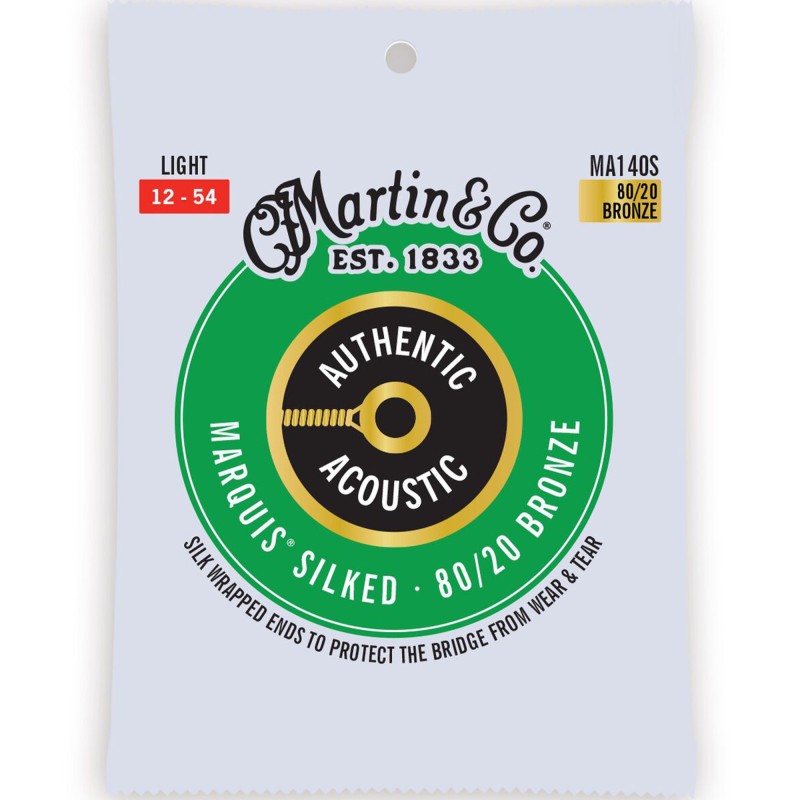 Martin Strings MA140S Authentic Acoustic Guitar Set Marquis Silked 80/20 Bronze Light - 0.12 - 0.54