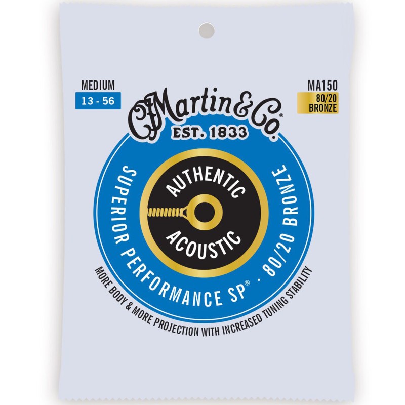 Martin Strings MA150 Authentic Acoustic Guitar Set SP 80/20 Bronze Medium - 0.13 - 0.56 -