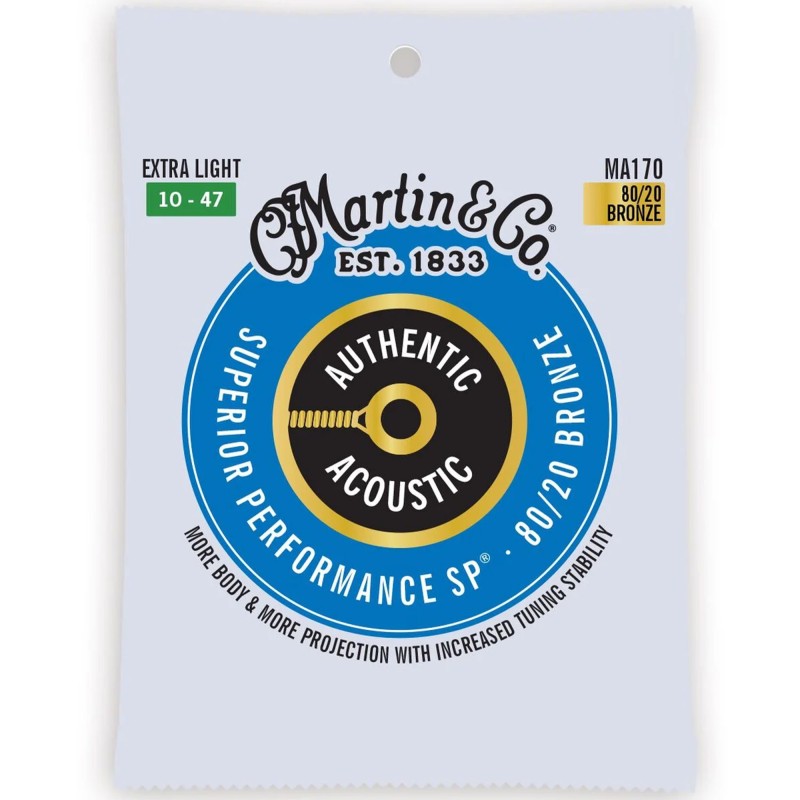 Martin Strings MA170 Authentic Acoustic Guitar Set SP 80/20 Bronze Extra Light - 0.10 - 0.47