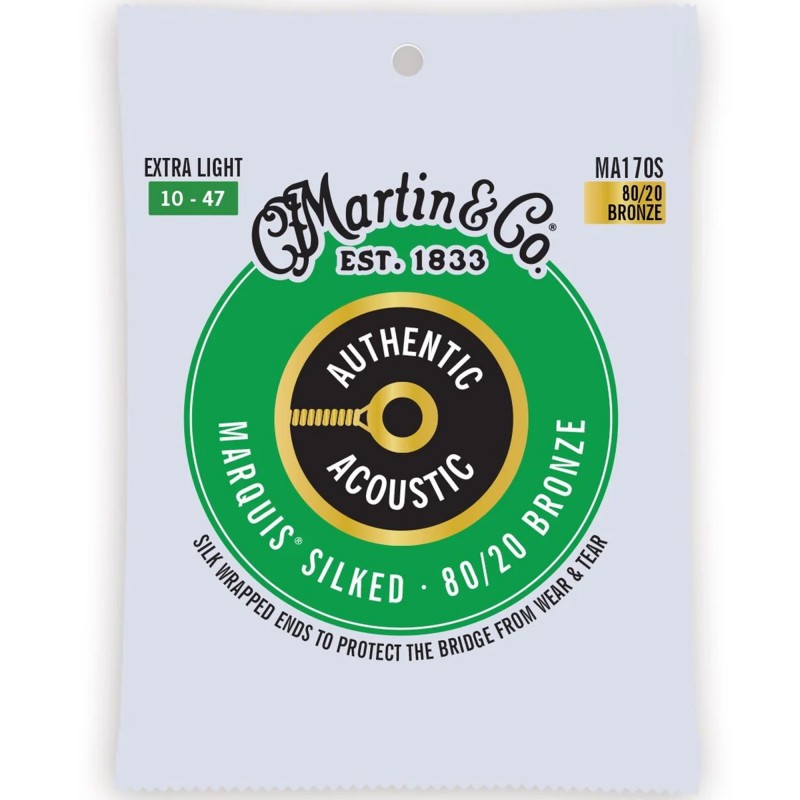 Martin Strings MA170S Authentic Acoustic Guitar Set Marquis Silked 80/20 Bronze Extra Light - 010 -.047