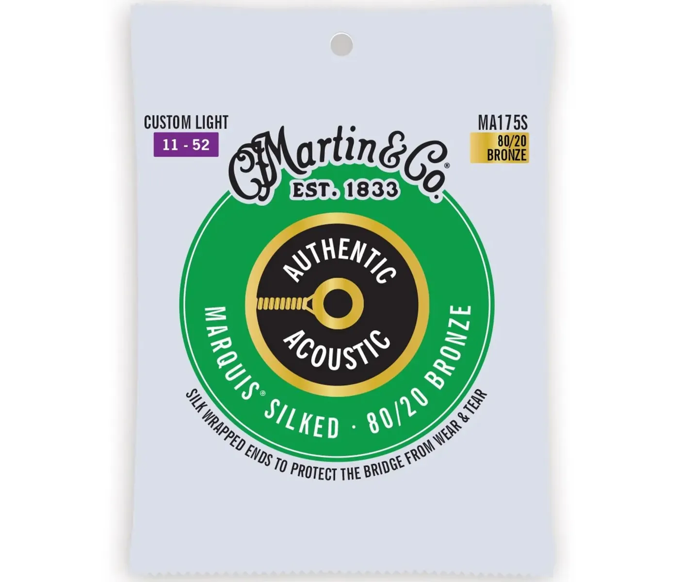 Martin Strings MA175S Authentic Acoustic Guitar Set Marquis Silked 80/20 Bronze Custom Light - 011 -.052
