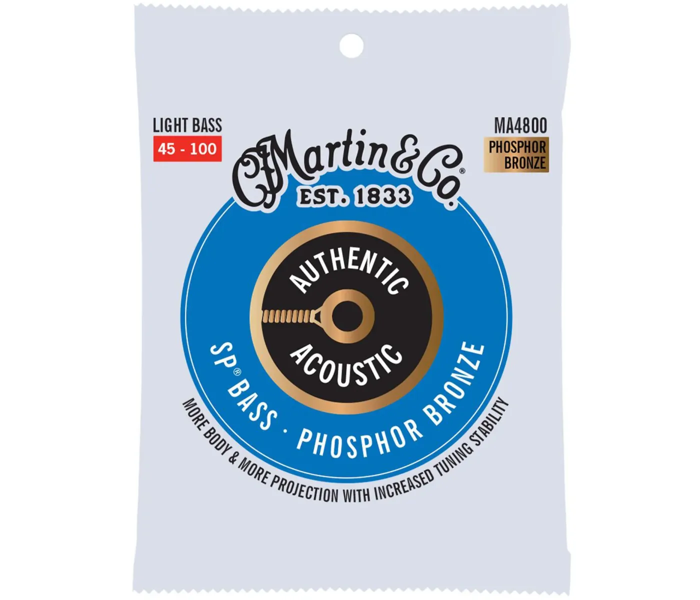 Martin Strings MA4800 Authentic Acoustic Superior Performance SP Bass Guitar Light - .045-.100 Martin Strings MA4800 Authentic Acoustic Superior Performance SP Bass Guitar Light - .045-.100