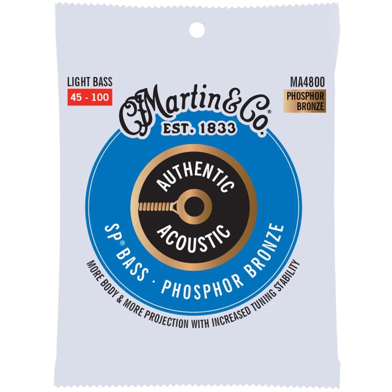 Martin Strings MA4800 Authentic Acoustic Superior Performance SP Bass Guitar Light - .045-.100