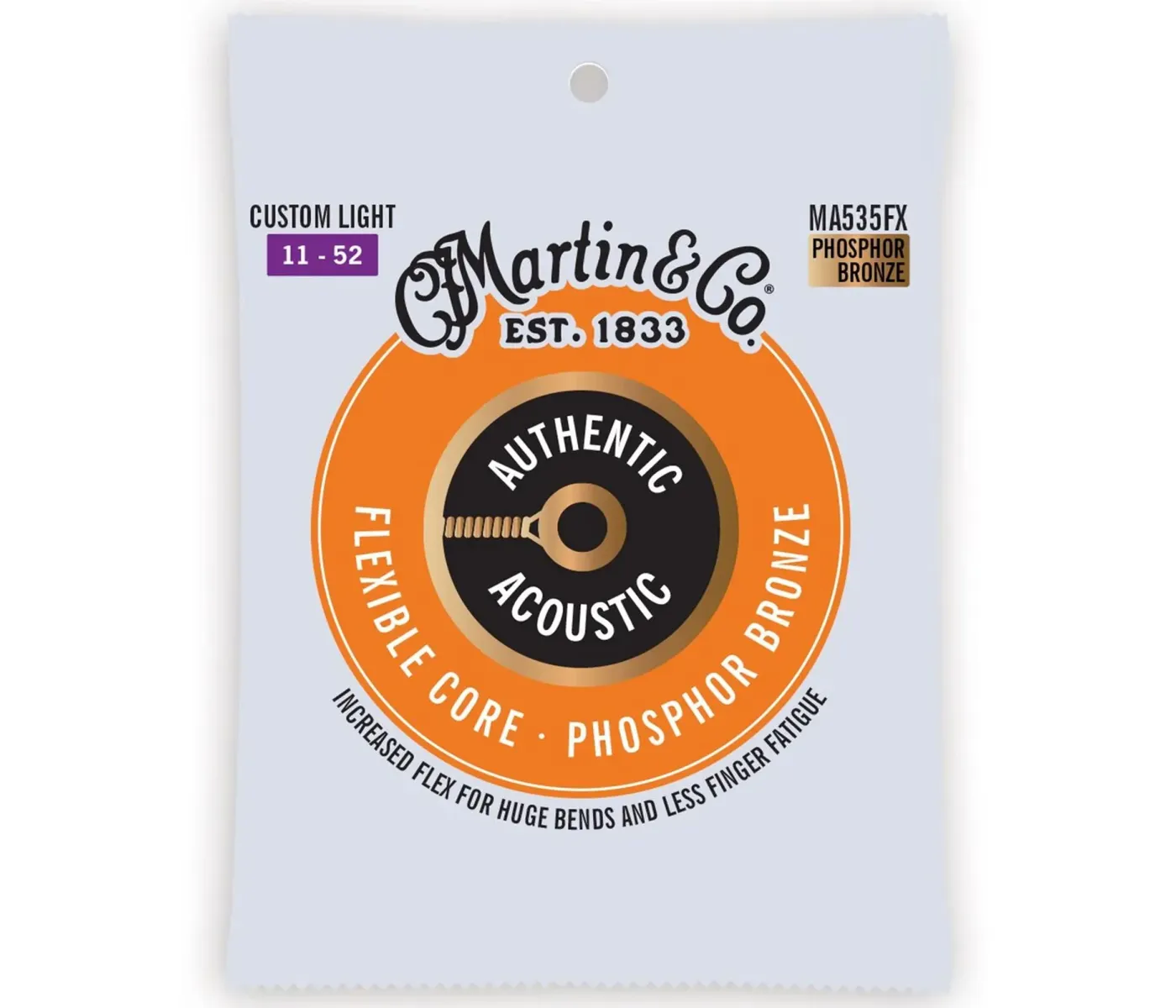 Martin MA535FX Authentic Acoustic Guitar Flexible Core Phosphor Bronze - Custom Light .011-.052