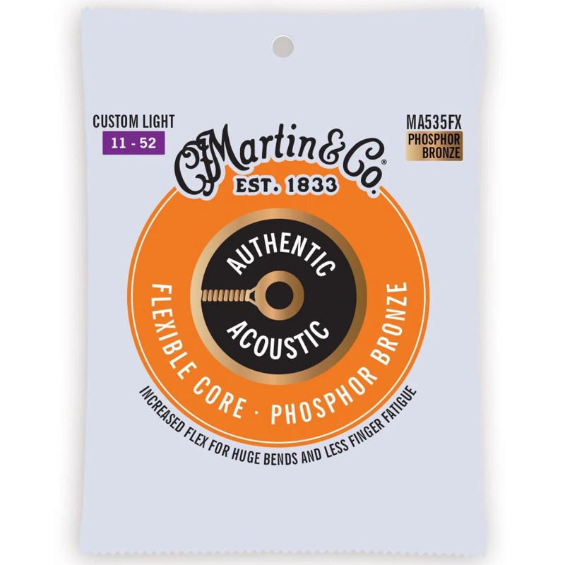 Martin MA535FX Authentic Acoustic Guitar Flexible Core Phosphor Bronze - Custom Light .011-.052 Martin MA535FX Authentic Acoustic Guitar Flexible Core Phosphor Bronze - Custom Light .011-.052