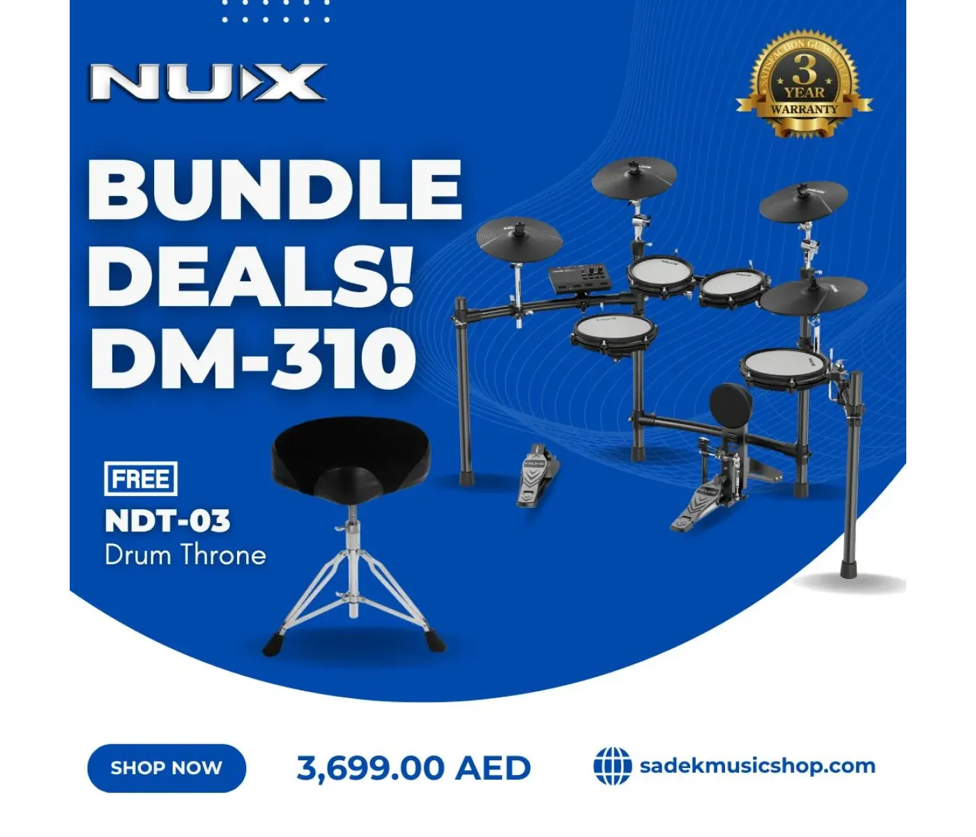 NUX DM-310 All Mesh Head Digital Electric Drum Kit - 3 Years Warranty NUX DM-310 All Mesh Head Digital Electric Drum Kit - 3 Years Warranty