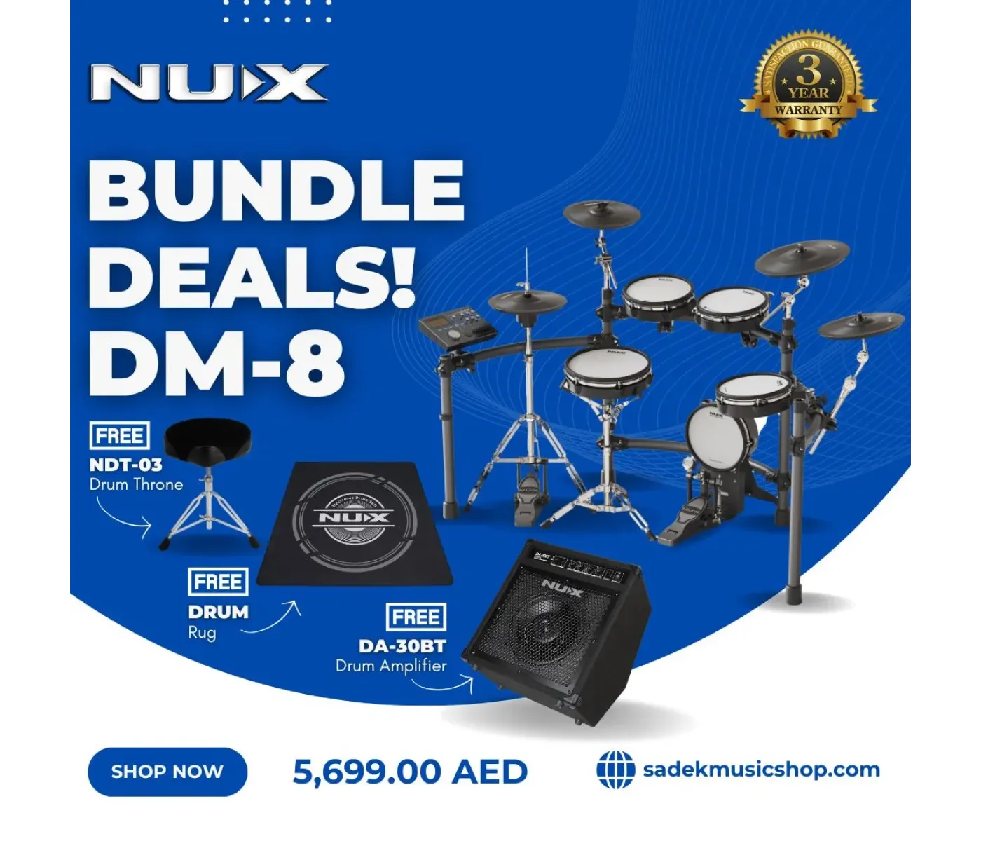 NUX DM-8 All Mesh Head Digital Drum Kit - 3 Years Warranty NUX DM-8 All Mesh Head Digital Drum Kit - 3 Years Warranty