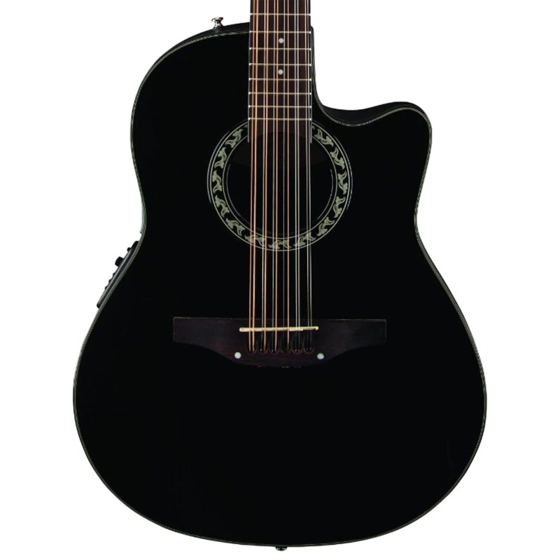 Ovation AB2412-5S Applause Mid Cutaway Acoustic-Electric Guitar 12 String - Black Satin