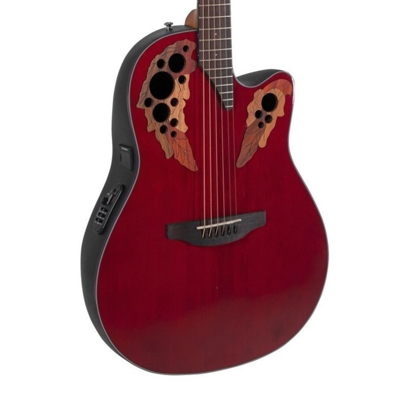 Ovation CE44-RR-G Celebrity Elite Mid Cutaway Electric-Acoustic Guitar - Ruby Red