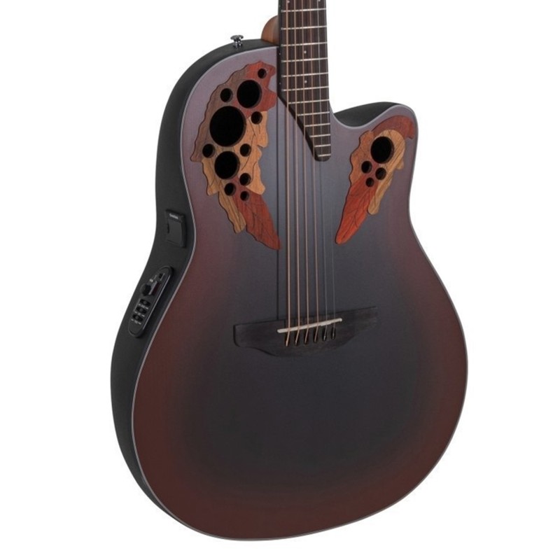 Ovation CE44-RRB-G Celebrity Elite Mid Cutaway Electric-Acoustic Guitar -  Reverse Red Burst