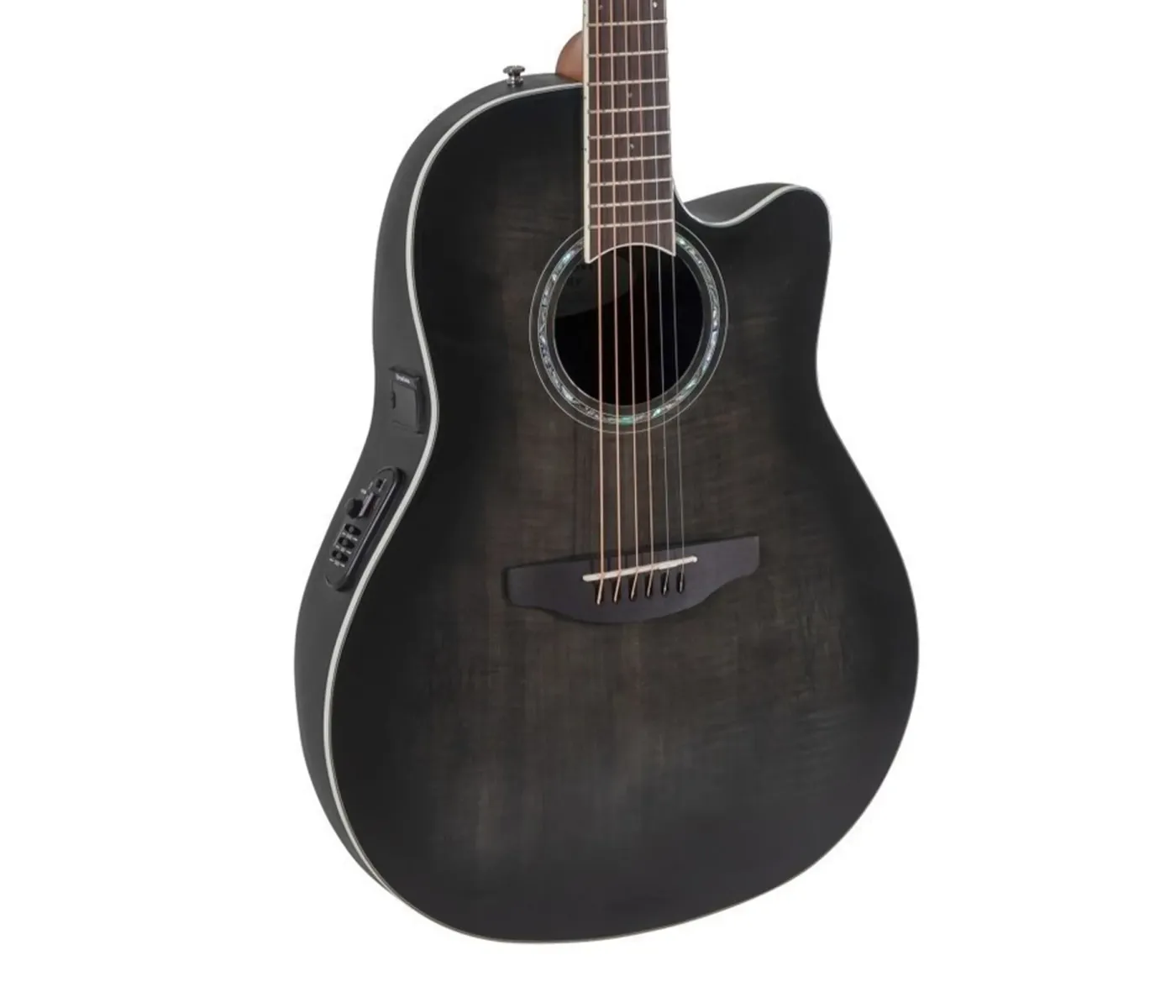 Ovation CS24P-TBBY-G Celebrity Standard Plus Mid Cutaway Electric-Acoustic Guitar - Blackburst Flame