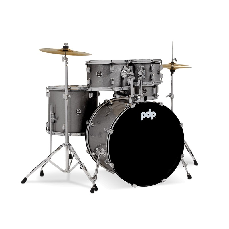 PDP Drums Center Stage 5 Pieces Drumset with Hardware and Cymbals - Silver Sparkle