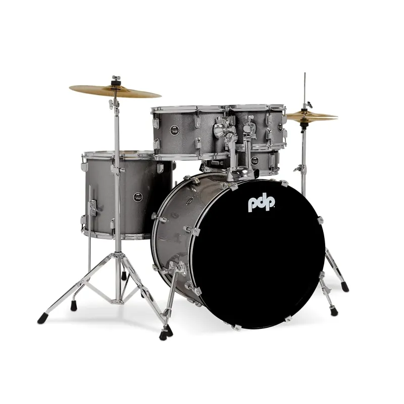 PDP Drums Center Stage 5 Pieces Drumset with Hardware and Cymbals - Silver Sparkle