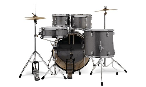 PDP Drums PDCE2215KTSS Center Stage 5-Pieces Drumset with Hardware and Cymbals - Silver Sparkle