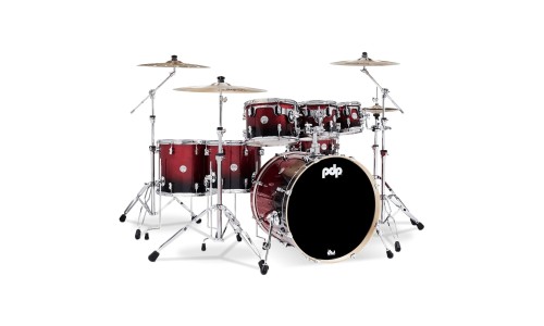 PDP Drums PDCM2217RB Concept Maple 7-Pieces Shell Pack Drumset - Red to Black Sparkle Fade - Without Cymbals