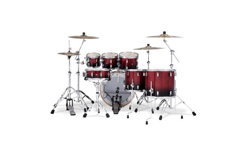 PDP Drums PDCM2217RB Concept Maple 7-Pieces Shell Pack Drumset - Red to Black Sparkle Fade - Without Cymbals