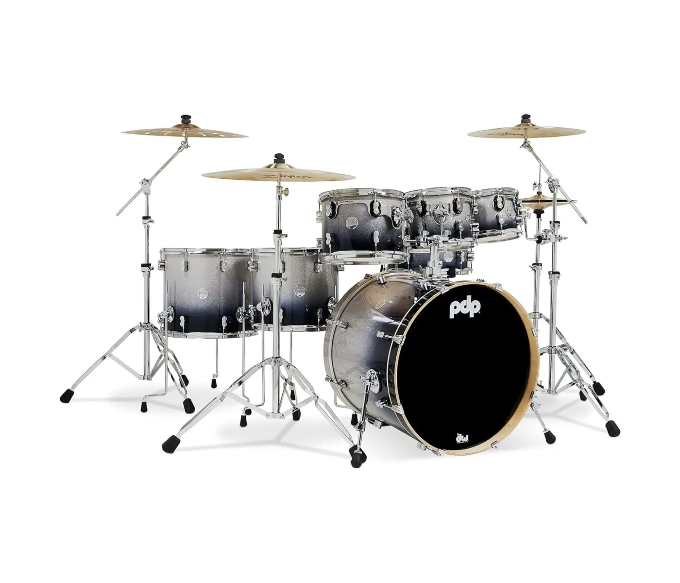 PDP Drums Concept Maple 7 Pieces Shell Pack Drumset Silver To Black - Without Cymbals