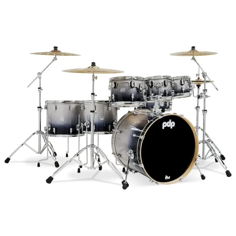 PDP Drums Concept Maple 7 Pieces Shell Pack Drumset Silver To Black - Without Cymbals
