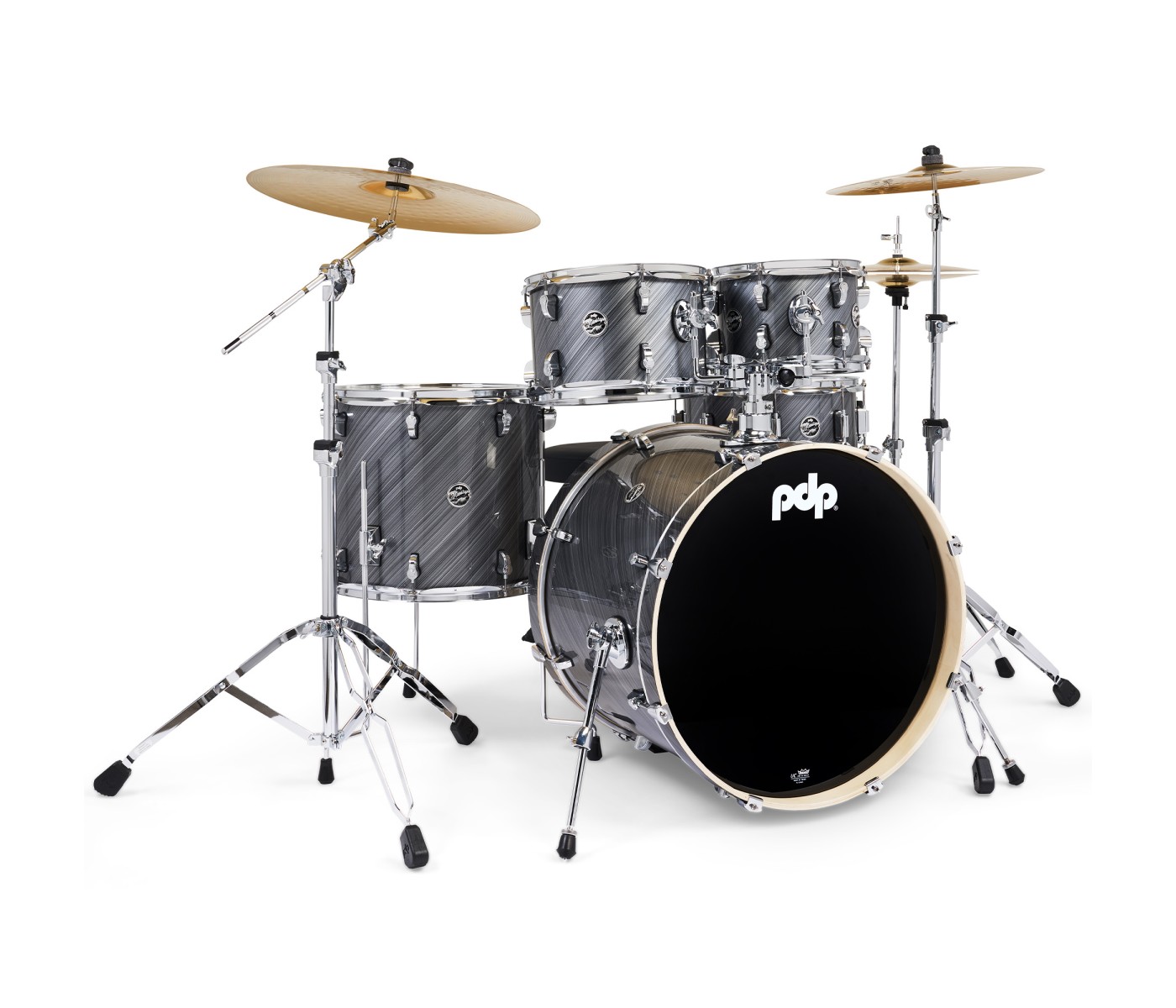 PDP Drums Mainstage 5 Pieces Drumset with Hardware and Paiste Cymbals - Twisted Graphite